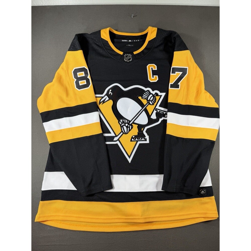 Pittsburg Penguins Sydney Crosby Jersey Mens 56 Black Adidas Fight Strap Hockey